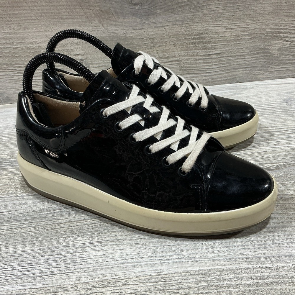 Ecco Womens Casual Size 6/6.5 US 37 Patent Leather Platform Lace Up Shoes RARE
